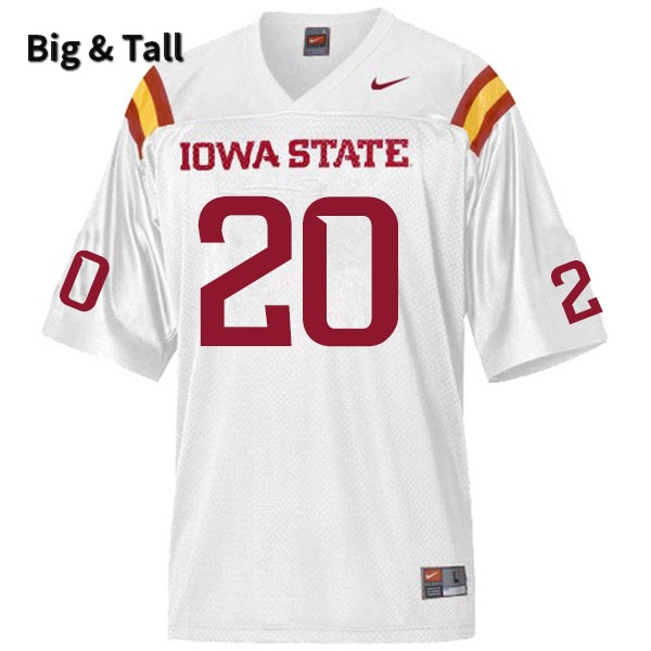 Iowa State Cyclones Men's #20 Hayes Gibson Nike NCAA Authentic White Big & Tall College Stitched Football Jersey KO42N11BT